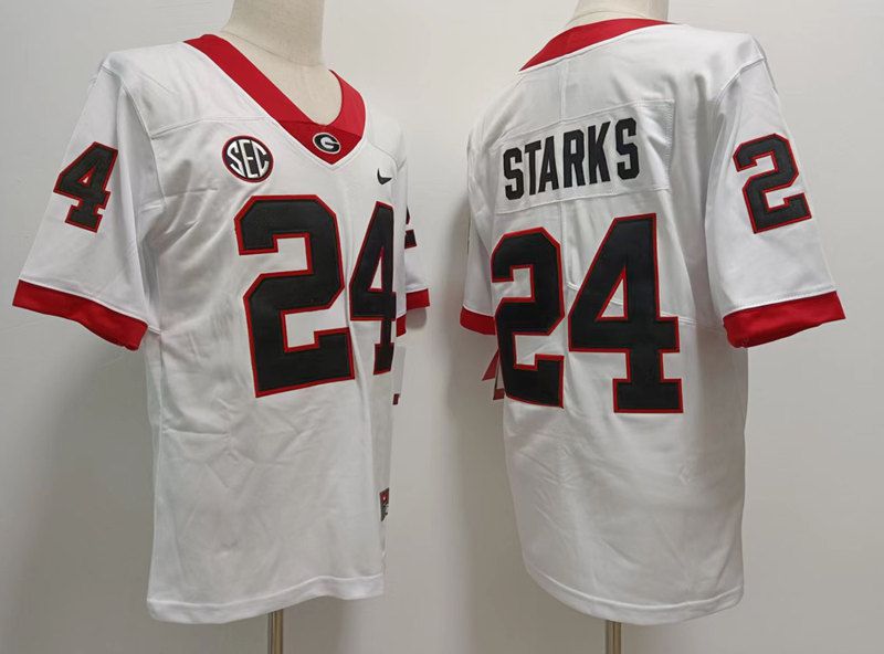 Men Georgia Bulldogs #24 Starks White 2024 Nike Vapor NCAA Jersey